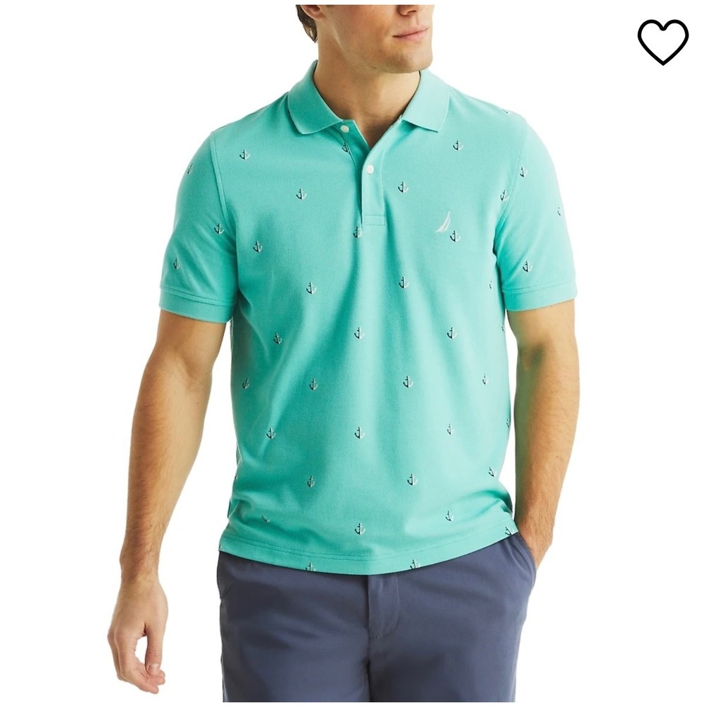 Nautica Men's Performance Polo Shirt in Poolside Aqua Achor Classic Fit XXL- NWT